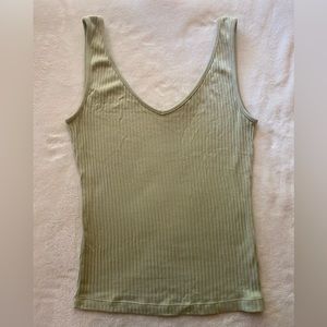KOTN Ribbed V-neck Tank Light Green Small